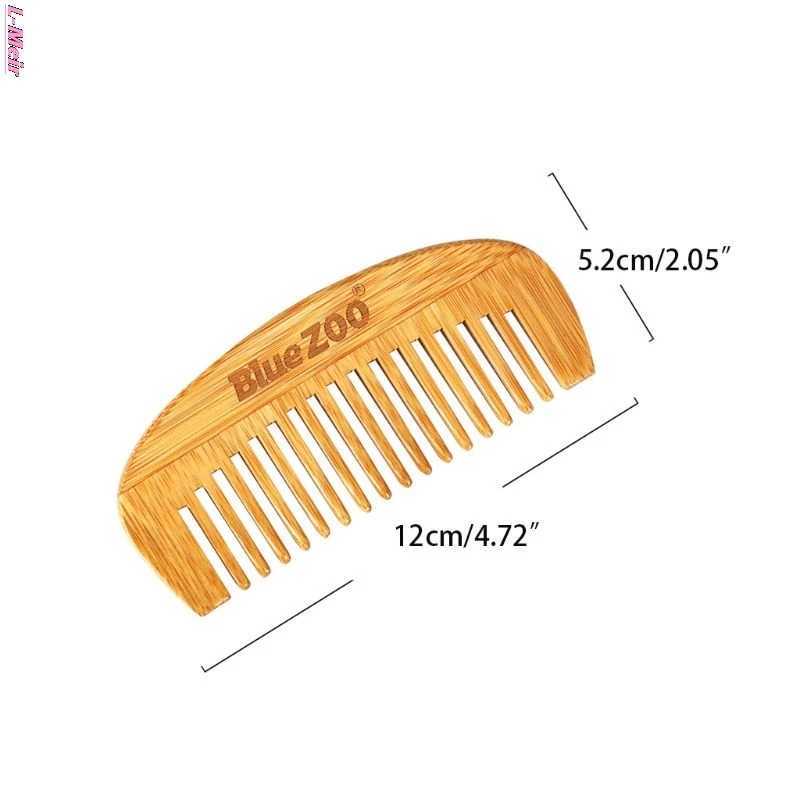 12cm long mini portable natural bamboo and wood hair comb curled crescent shaped anti-static health comb styling tool W240813