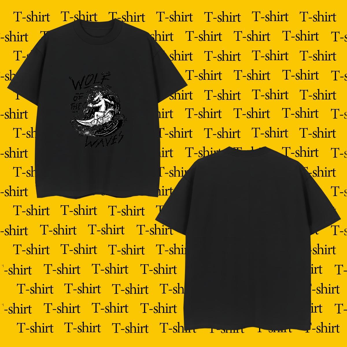 Loose T-Shirts wolf Breathable Short Sleeve Street Casual DIY 230g 100% Cotton Couples T Shirts Custom Polos