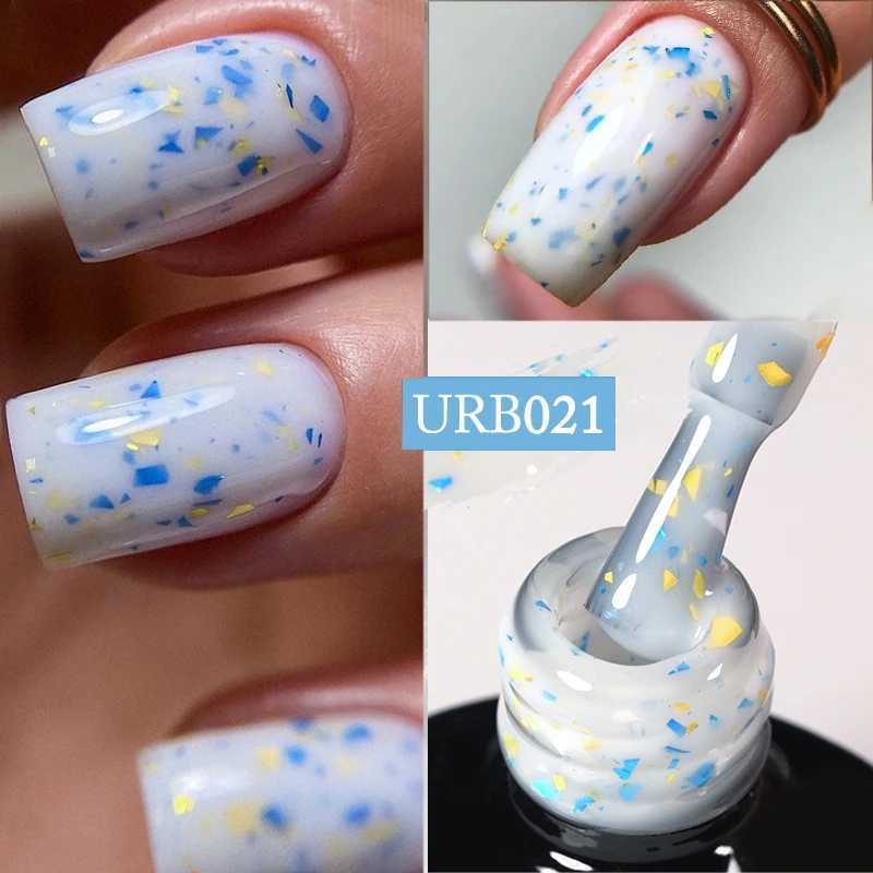 UR SUGAR 7ml Glitter Rubber Base Gel Milky Jelly White Gold Foil Sequins Soak Off UV LED Self-leveling Nail Art Varnish ManicureM240814