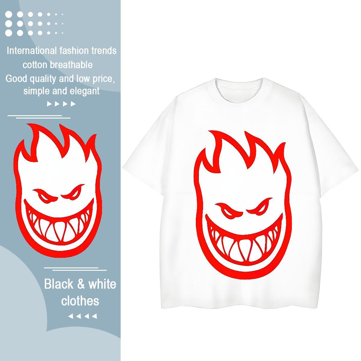 Loose T Shirts Men halloween Breathable Crew Neck Spring Summer Asian Size 230g Pure Cotton Tshirt for Man Woman Fashion New Clothes