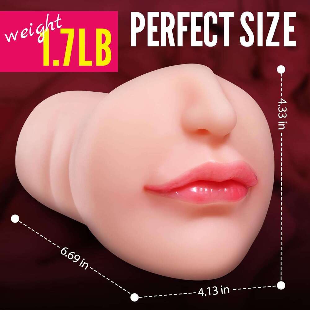 Goyha male toy, realistic face design pocket cat toy with vivid tongue and teeth, realistic massager, male
