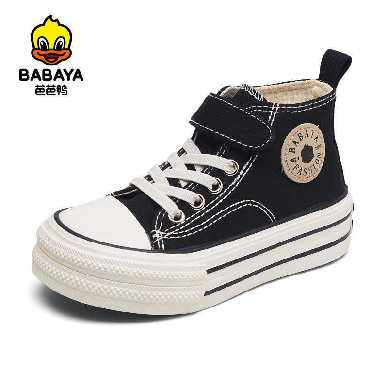 Sneakers Baba Duck Childrens High Top Board Shoes 2024 Spring and Autumn New Canvas Casual Shoes Casual Shoes for Elementary School Students Canvas Sh