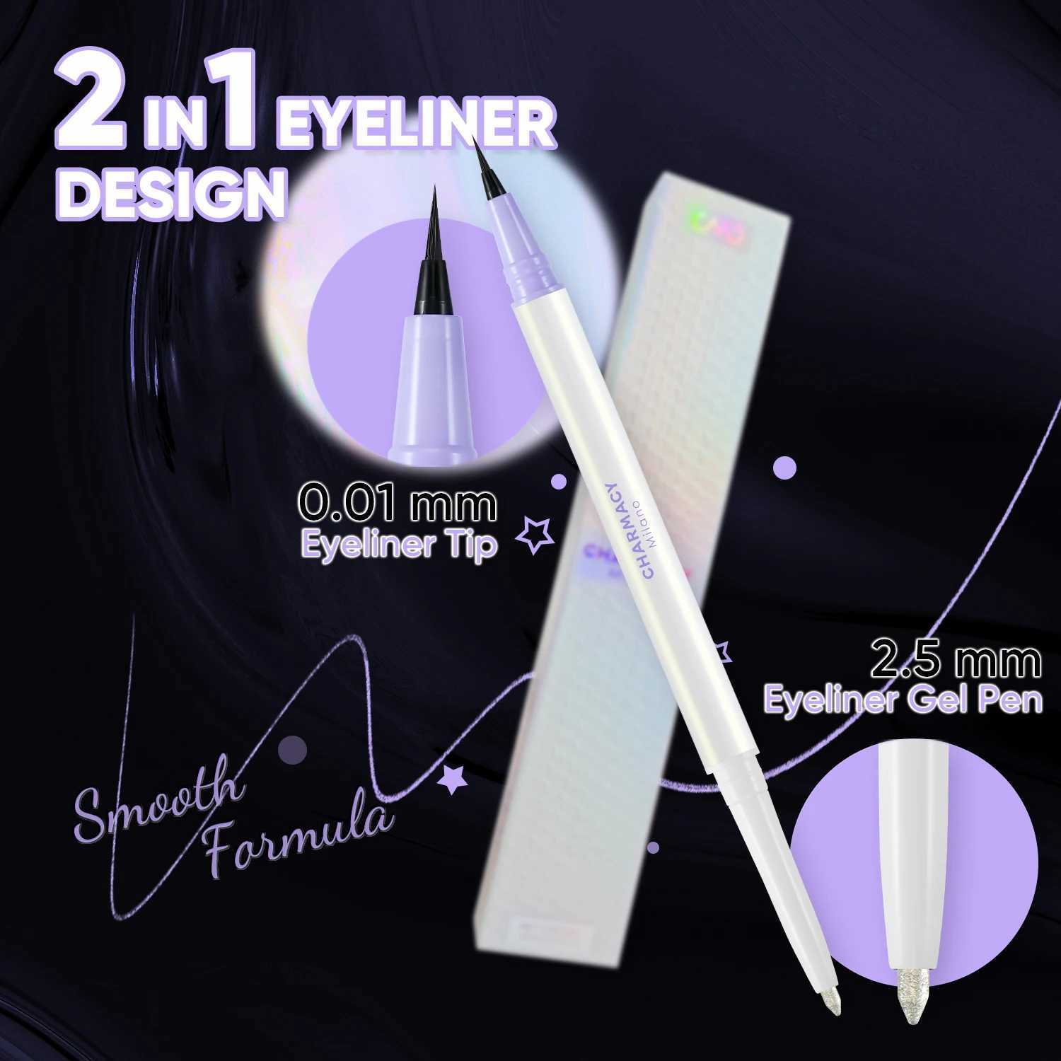 CHARMACY 2 in 1 Duochrome Eyeliner Gel Pencil Double Head Waterproof Eye Liner Long Lasting Cruelty-free Multichrome Eye Makeup Y240813