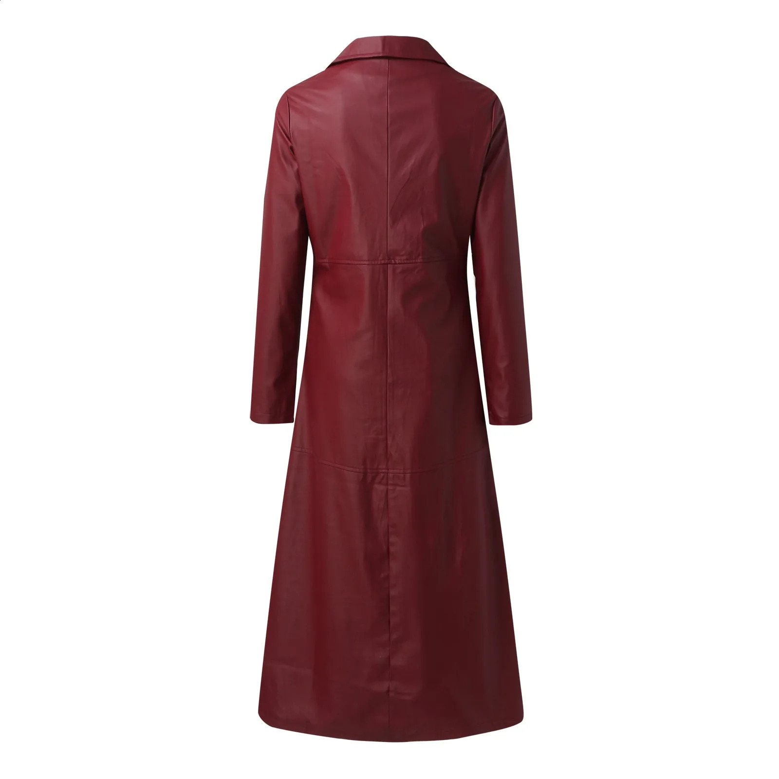 Women Fashion Windbreak Solid Coat Business Temperament Long Overcoat Slim Warm Leather Jacket Chaquetas 240813