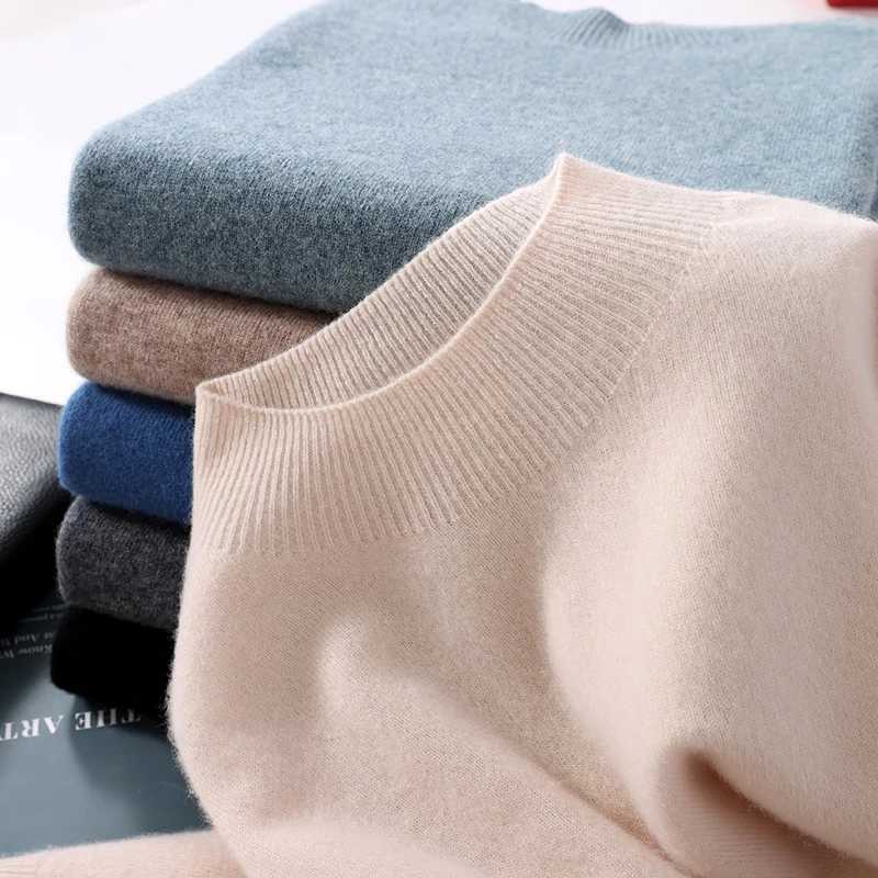 S-XXXL mens knitted semi high neck sweater casual and comfortable mens sleeping traction sweater hot selling pure woolW240729