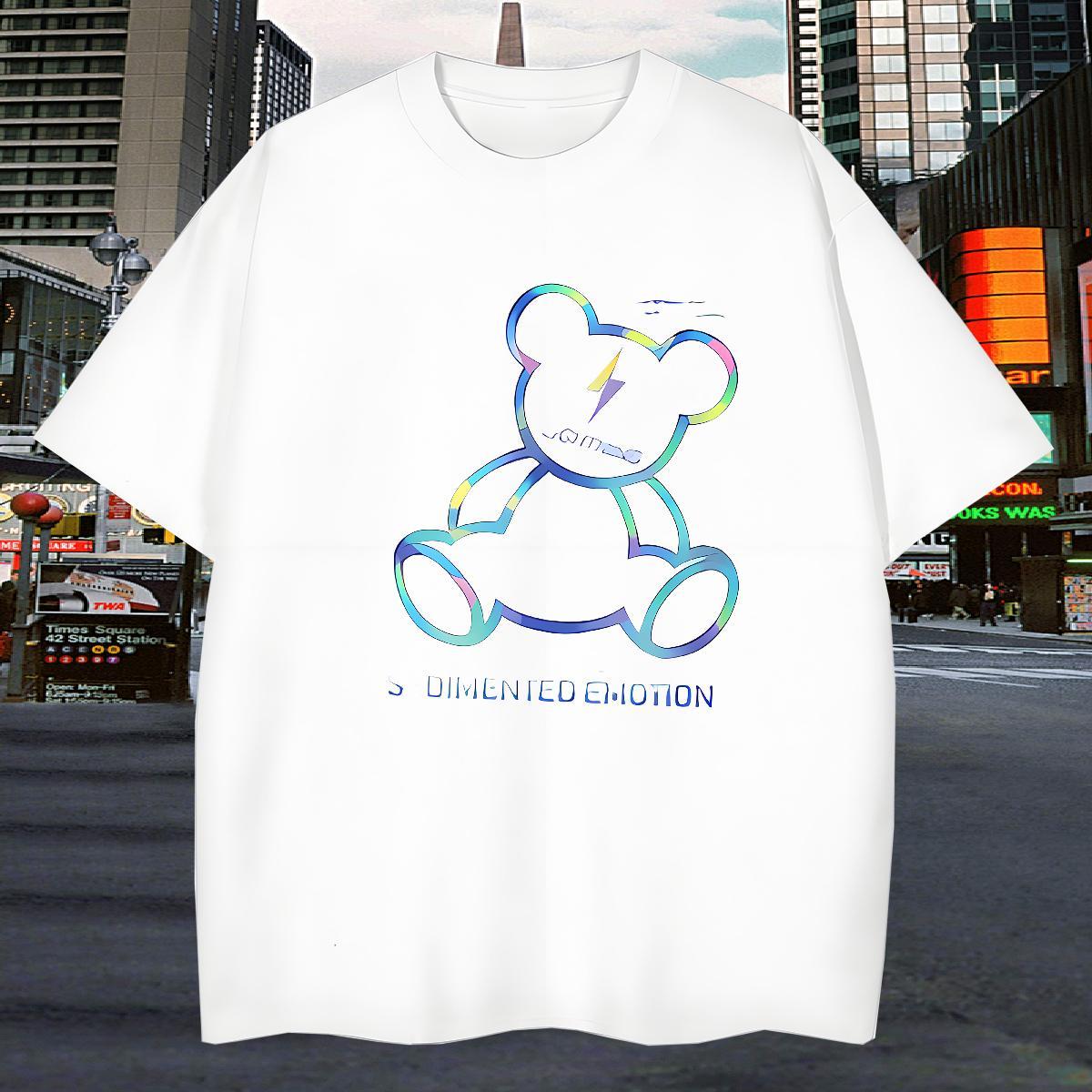 Mens T Shirts 230g 100% Cotton bear Street O Neck Short Sleeves Custom Anime Couples T Shirts Designer Fashion High Quality Clothings