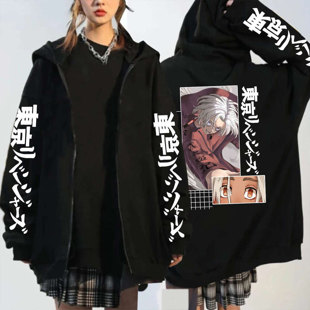 Hot Anime Tokyo Revengers Kurokawa Izana Graphic Printed Hooded Plus Size Hoodie Men Women Sweatshirts Haruku Zip Jacket