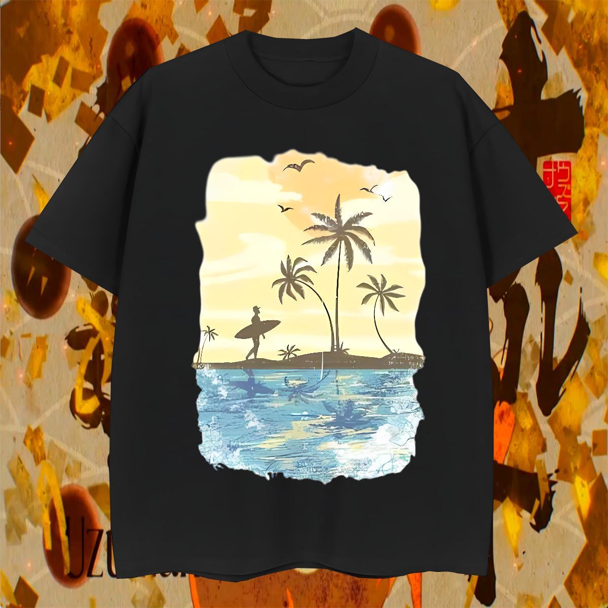 T-Shirts 230g 100% Cotton tree Anime Printing Street Crew Neck Oversized 3XL 4XL Men Clothes T-Shirt Brand Designer Tops