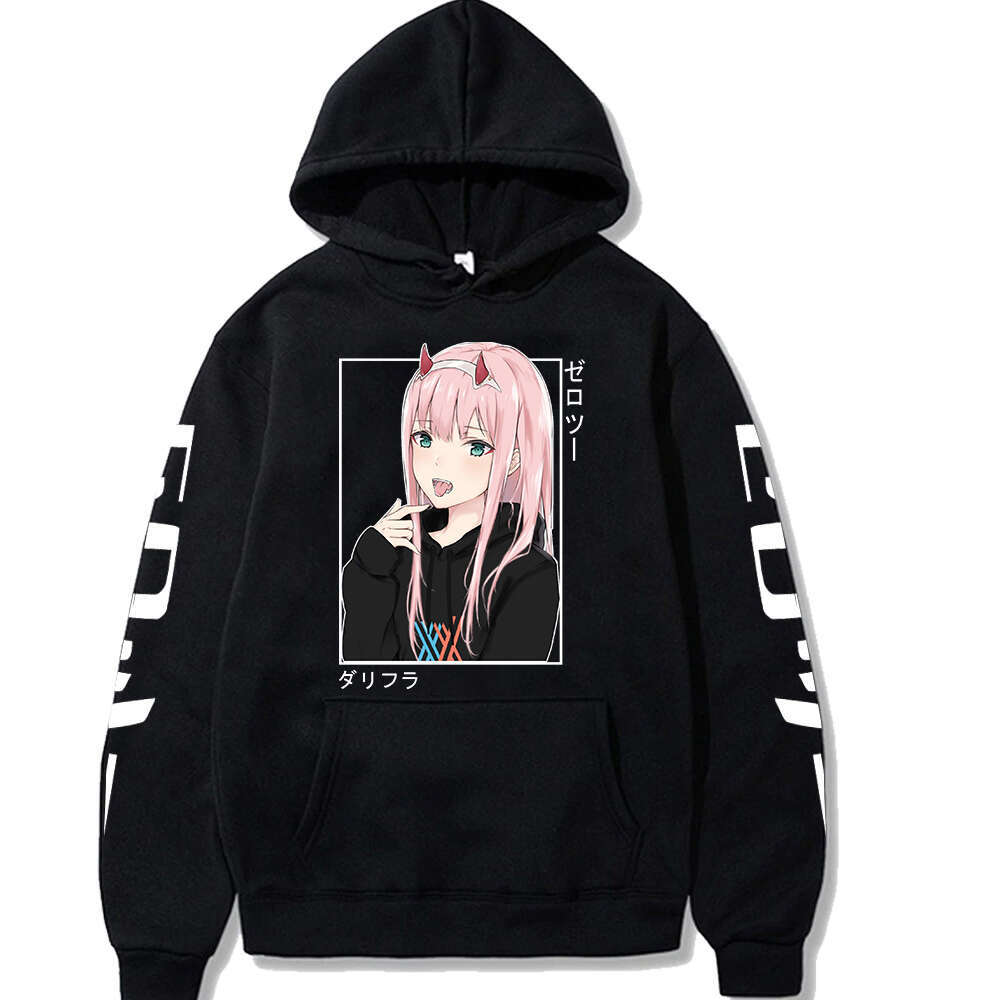In Darling The Franxx Anime Hooded Zero Two Graphic Print Hoodie Women Pullovers Plus Size Sweatshirt Female Streetwear Clothing