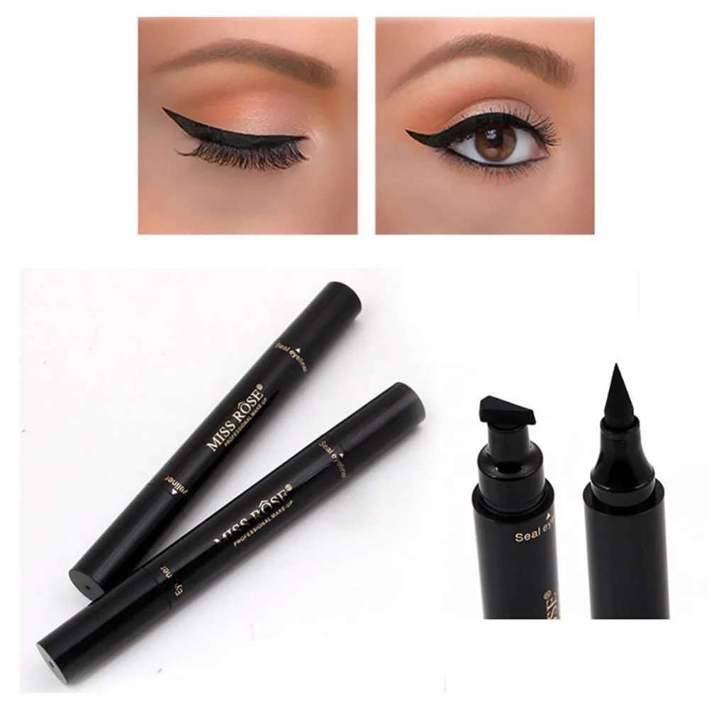 Miss Rose Brand Makeup Liquid Eyeliner Pencil Quick Dry Waterproof Eye Liner Black Color With Eye Wing Stamp Eye Pencil #250047 Y240813