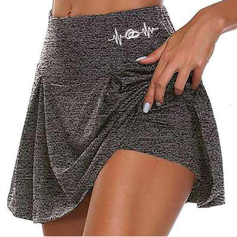 Women 2 In 1 Tennis Butt Scrunch Skirted Running Shorts Quick Dry Fake Skirt Sexy Gym Workout Pants Yoga Short Dress