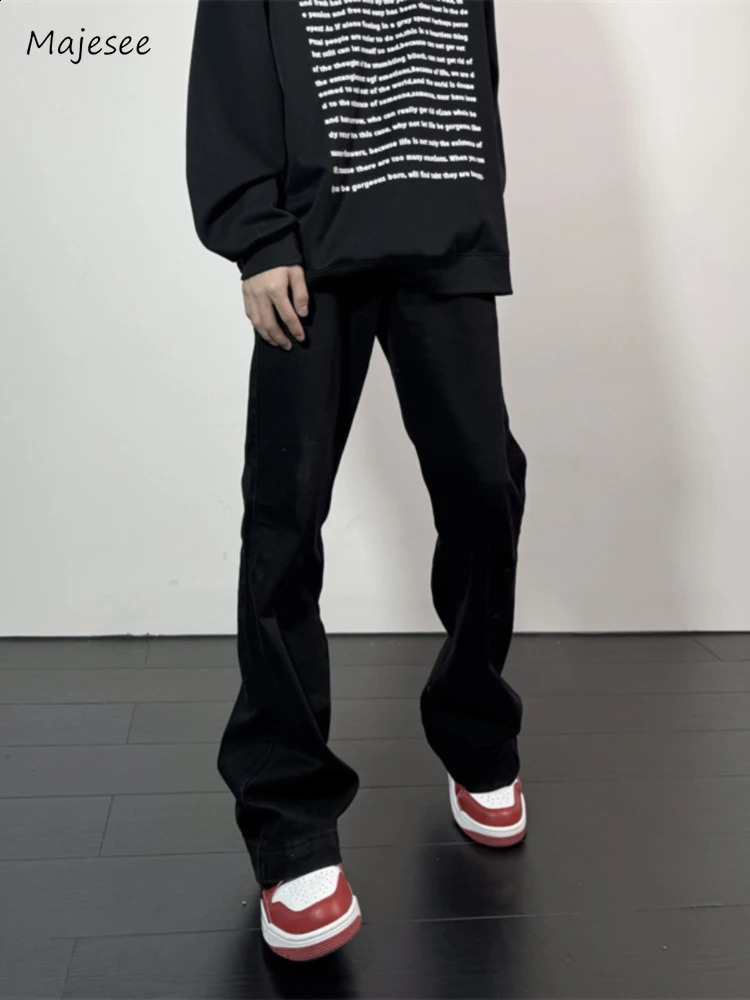 Flare Jeans Men American Slim Chic High Street Washed Hip Hop Denim Trousers All-match Harajuku Simple College Autumn Mopping 240814