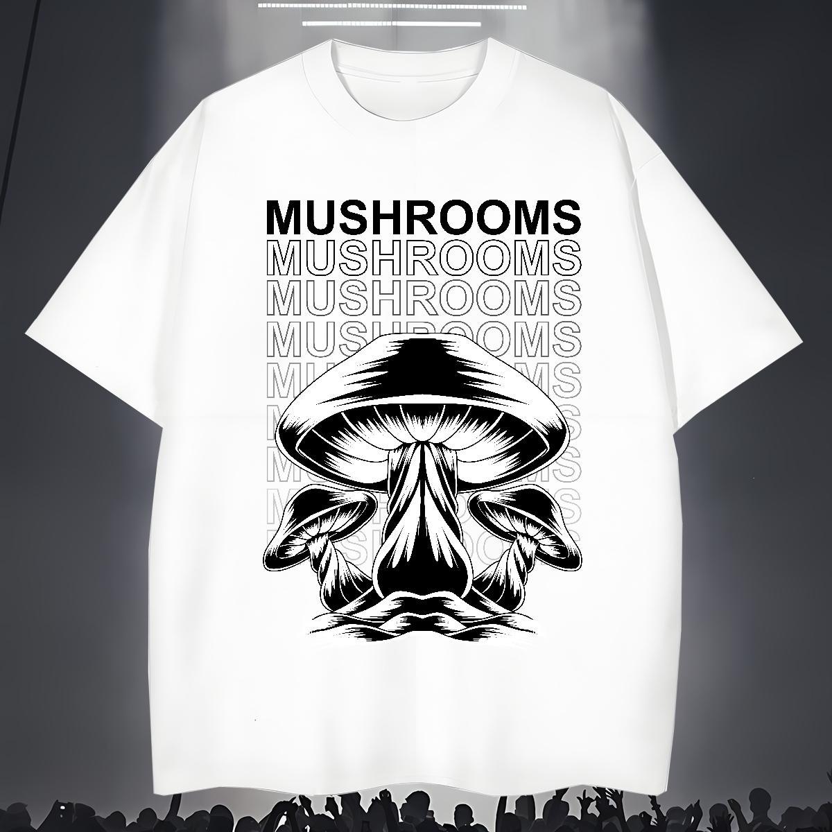 T-Shirts 230g Cotton mushroom Sports Casual Round Neck Short Sleeve Oversized 3XL 4XL Tshirts Fashion Casual Loose Tops Tees