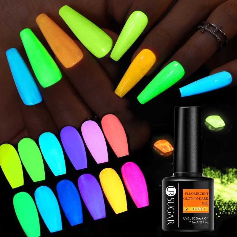 UR SUGAR 7.5ml Fluorescent Glow-In-Dark Gel Nail Polsih Summer Neon Luminous UV LED Nail Art Gel Varnish Manicure DecorationM240814