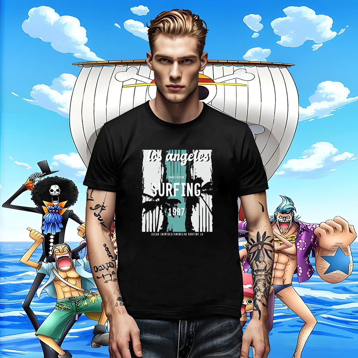 Cool Men Clothes T-Shirt Daily Wear 230g Pure Cotton Anime Print Round Neck Short Sleeve tree T-Shirts Designer Fashion Clothings