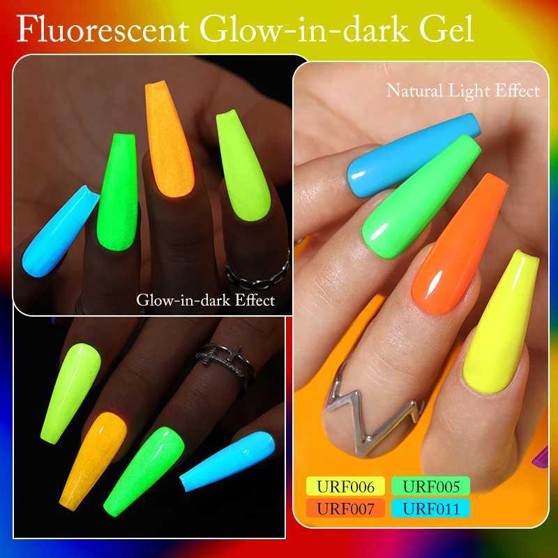 UR SUGAR 7.5ml Neon Luminous Glow-in-dark Gel Nail Polish Soak Off Fluorescent UV LED Varnish Need Matte Top CoatM240814