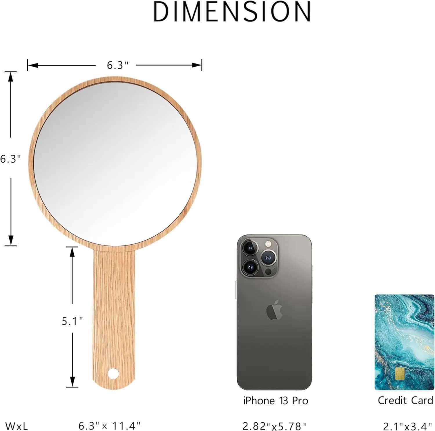 Natural Wood Handheld Mirror HD Frame Salon Hairdresser Flat Mirror Retro Style Beauty Salon Makeup Hand Mirror W240813