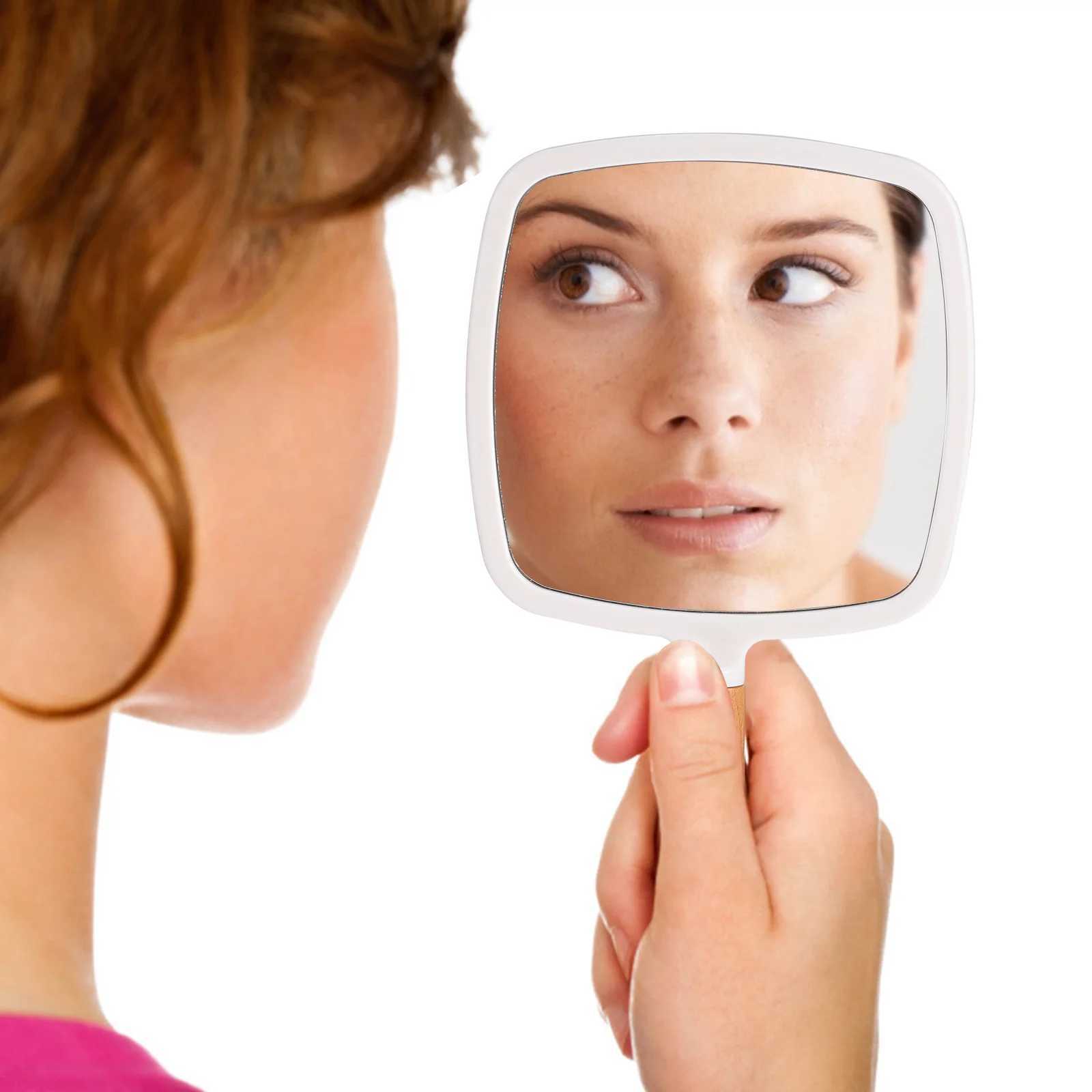 Handheld mirror dressing table for womens makeup handheld wooden salon barber table W240813