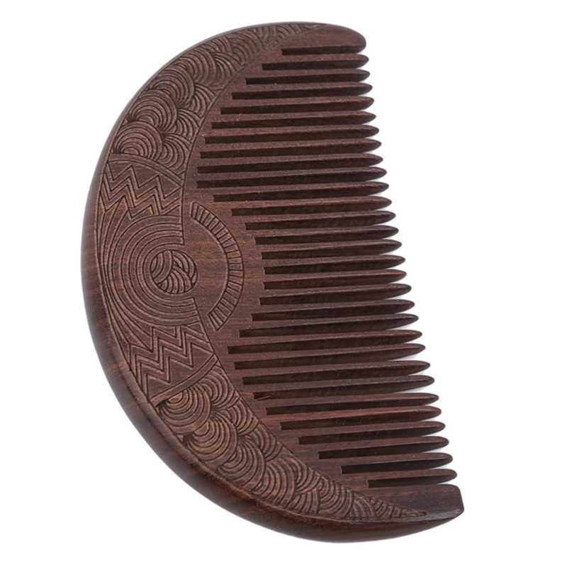 Pocket wooden comb sandalwood ultra narrow tooth wooden comb double-sided carved small comb hair styling tool W240813