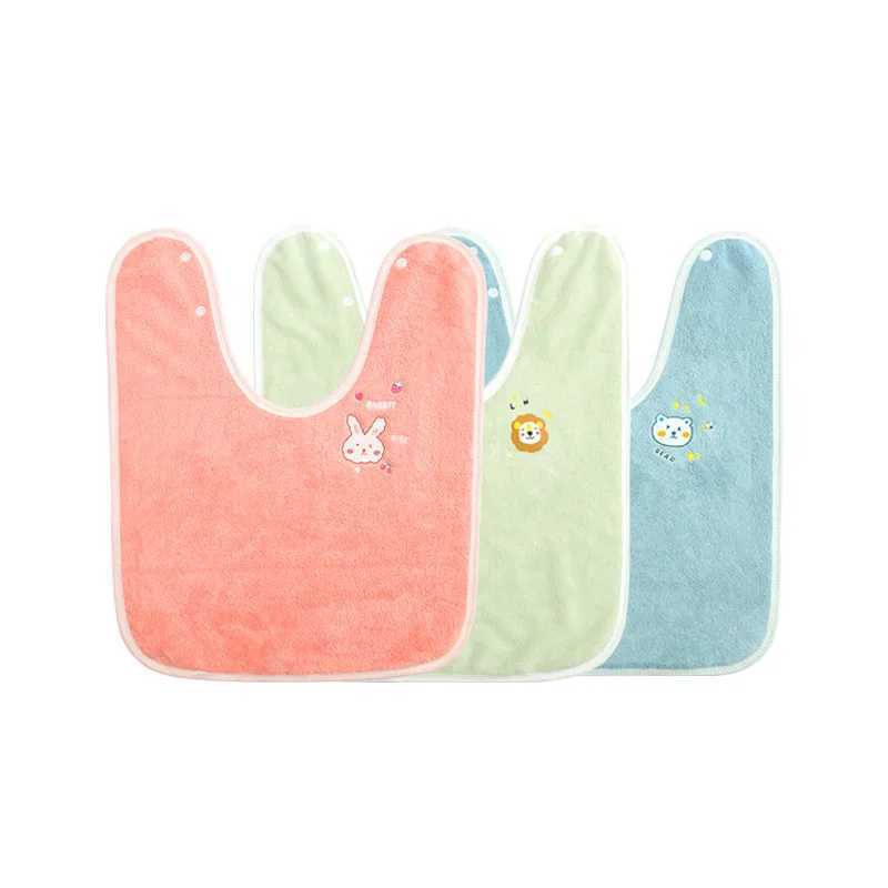 Bibs Burp Cloths Baby Bib Cute Cartoon Bunny Lion Bear Saliva Towel for Toddler Boy Girl Waterproof Coral Fleece Tooth Brush Towel Baby StuffL4812