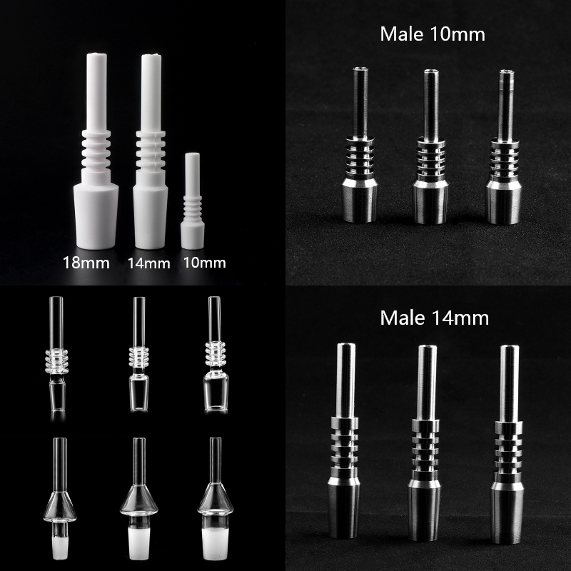 Beracky 4 Style 10mm 14mm 18mm Quartz /Titanium Nail Tips Ceramic Nail Tips Replacement For NC Kits Nectar Collector Kits