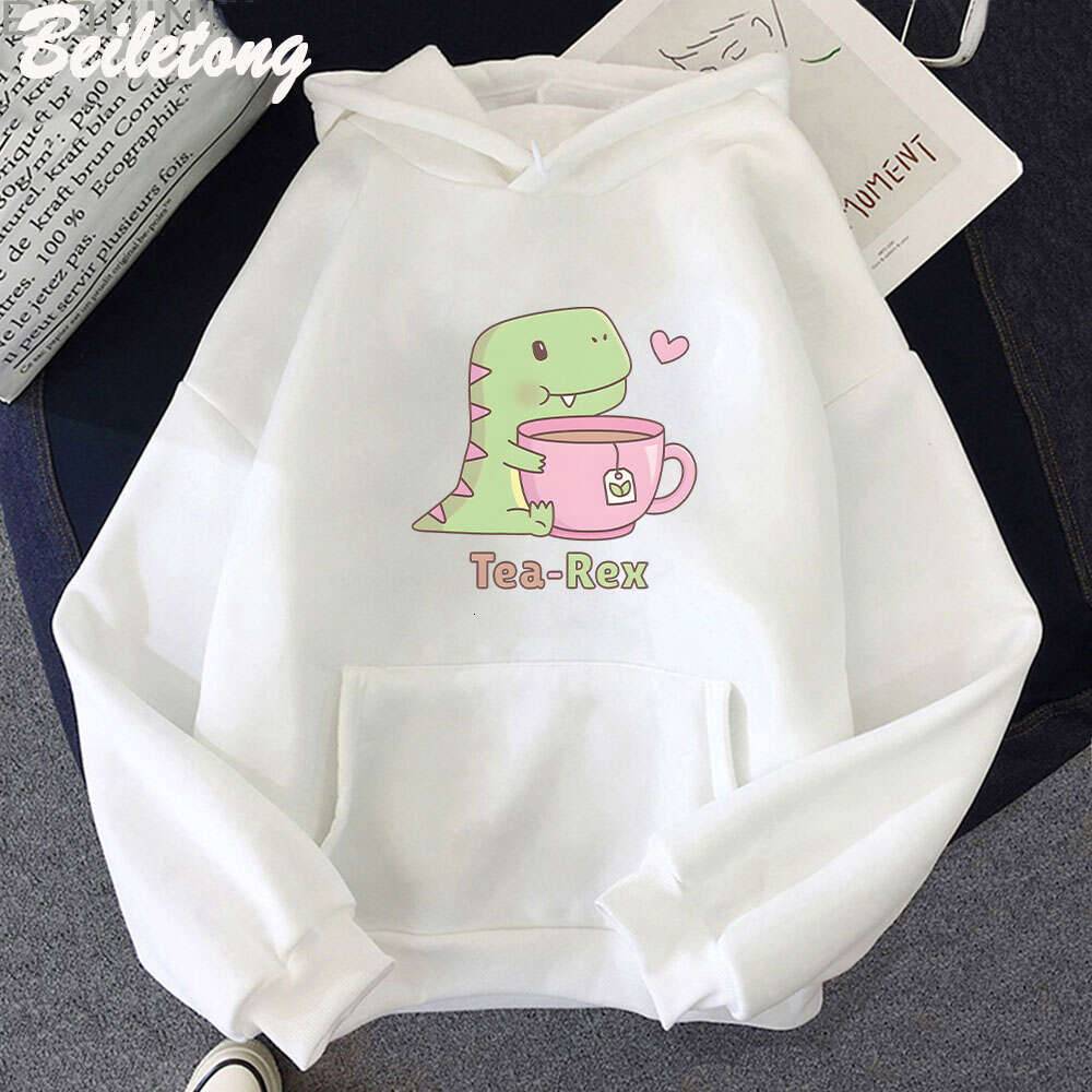 Hoodie Dinosaur Women Cute Print Kawaii Cartoon Clothing Plus Size Pullover Haruku Female Autumn Warm Streetwear