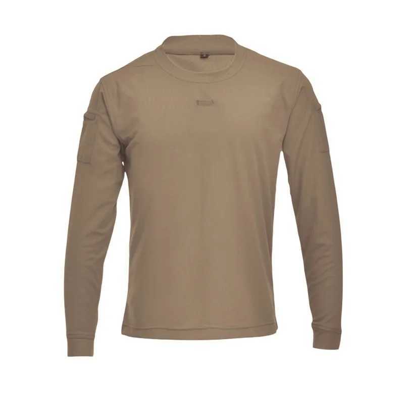 Casual Mens Long Sleeve Combat Tops Round Neck Solid Color Slim Fit Tactical T-Shirts Outdoor Athletic Tops Streetwear OutfitsM240814