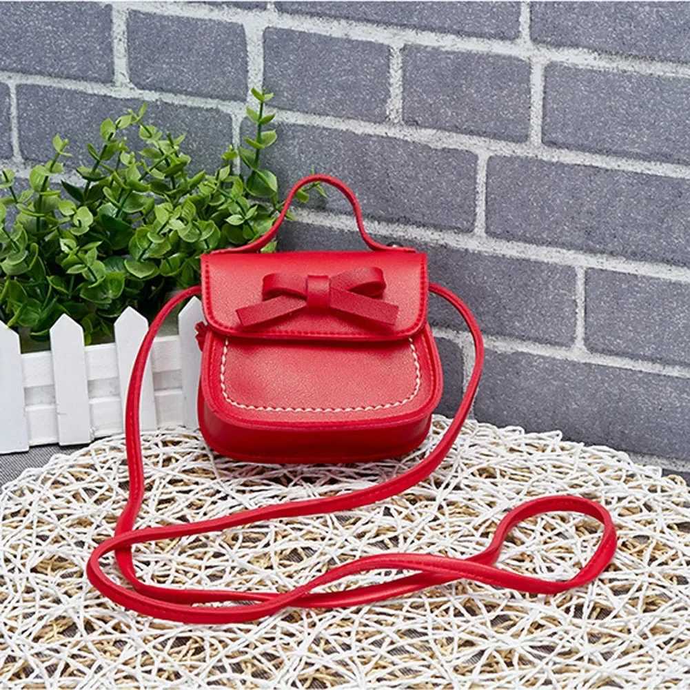 Cute girl mini bow handbag fashionable childrens coin wallet handbag PU leather cute boy childrens small cross body shoulder bag W240813