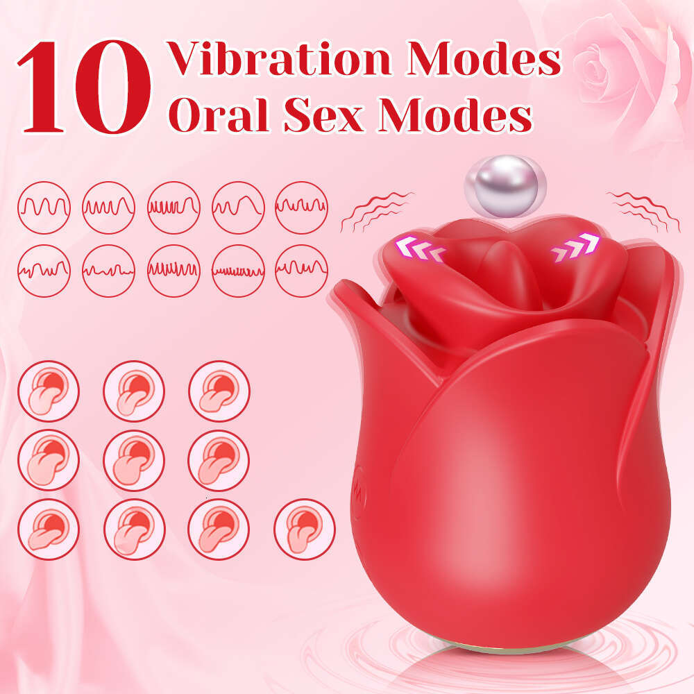 Rose-Toy Oral Biting Vibrator Female with Tongue Licking Powerful Sucker Clitoris Stimulator Adults Goods Sex Toys for Women