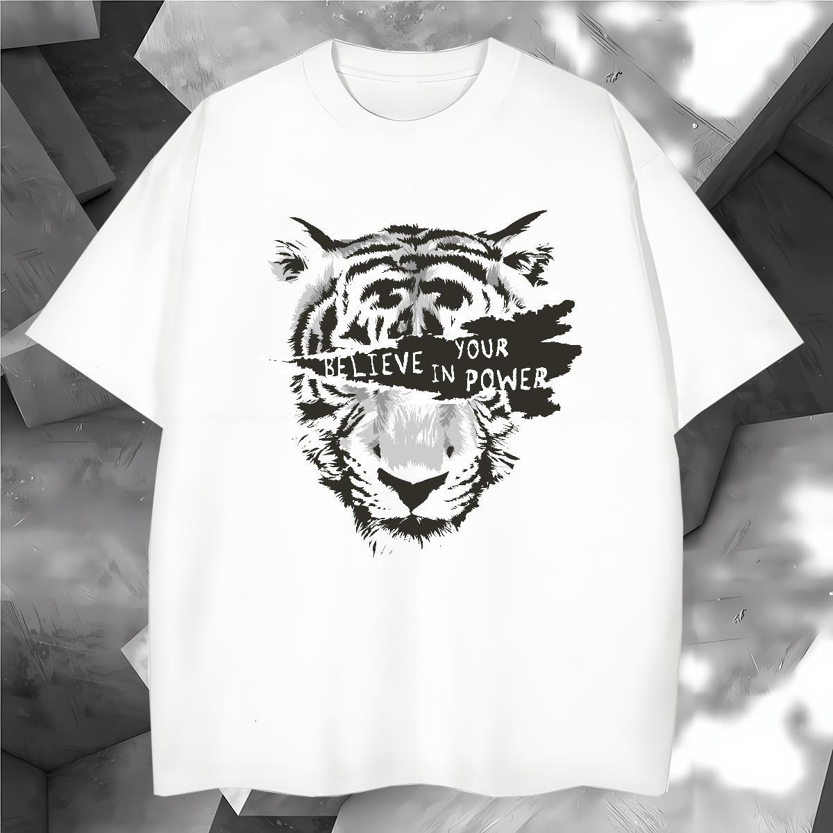 Cool Design T shirt tiger O-Neck Short Sleeve Anime Printing Street Plus Size Custom 230g Cotton Tshirts Classic Casual Clothings