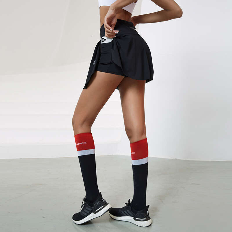 Waist High Short Skirts Nylon Elasticity Gymwear Workout Running Activewear Yoga Hip Lifting Fake Two Skirt + Shorts s