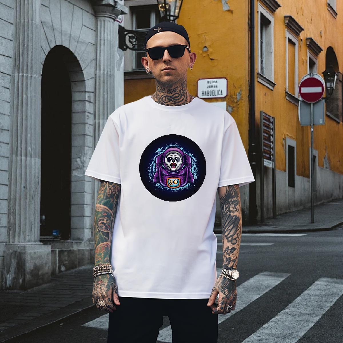 T Shirt For Man 230g Cotton universe Sport Breathable Short Sleeve Custom Printing Men Tshirts 2024 Soft Wear