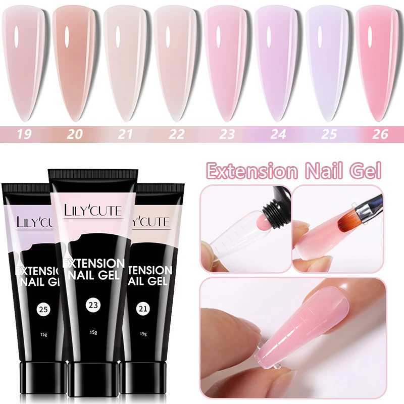 LILYCUTE 15ML Quick Extension Gel For Nails Nude Pink Semi Permanent UV Gel Nail Polish Nail Art Acrylic Crystal Prolong GelM240814
