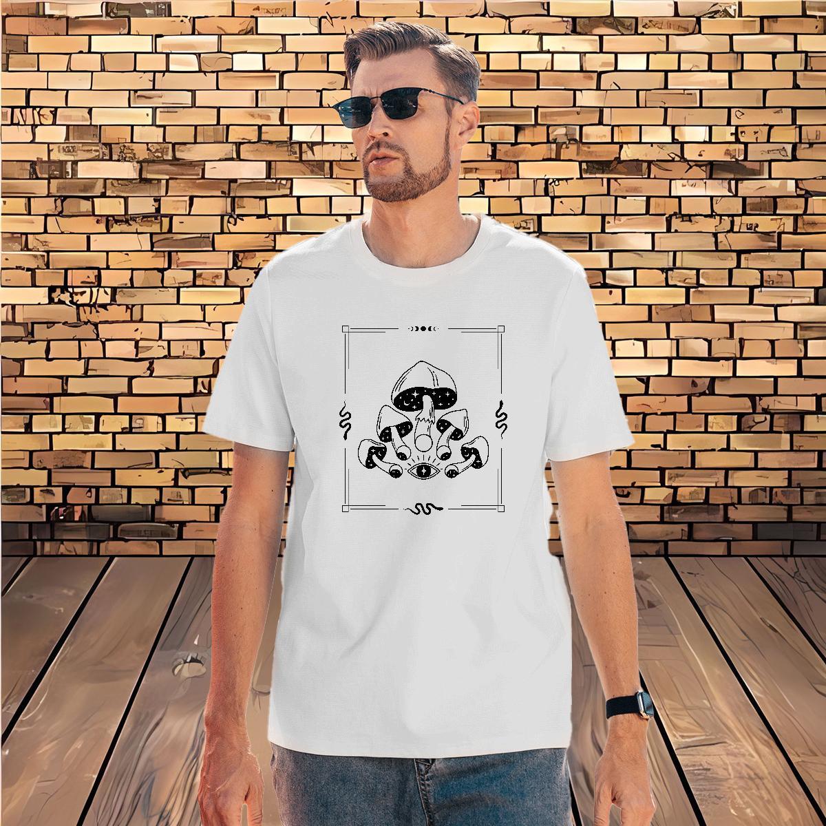 Comfortable mushroom T-Shirts Sport Mens Tshirts 100% Cotton 230g Customized O-Neck Short Sleeve Custom Printed Wear