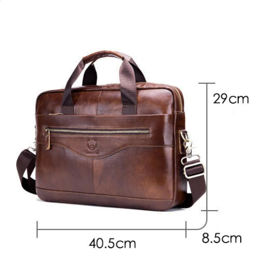Briefcase Shoulder Messenger Bags Mens Genuine Leather 14-Inch Laptop Bags Mens Briefcase Office Business Handbag 240813