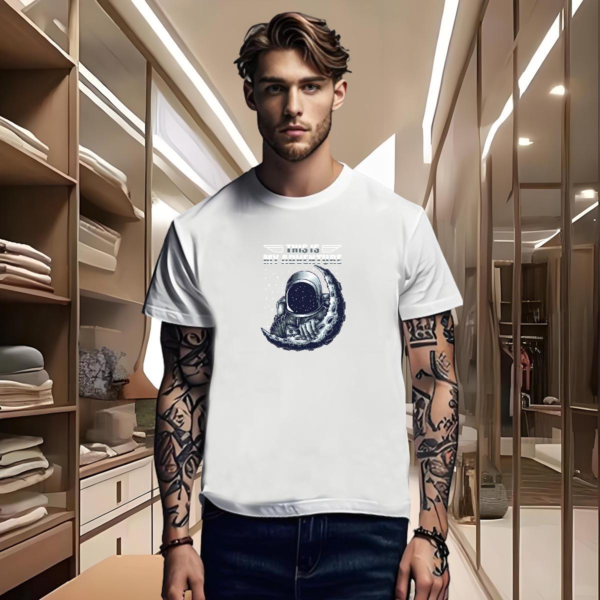 Mens T Shirts 230g Cotton universe Summer Casual Breathable Crew Neck Floral Print Men Clothes T-Shirt 2024 New Classic Tees