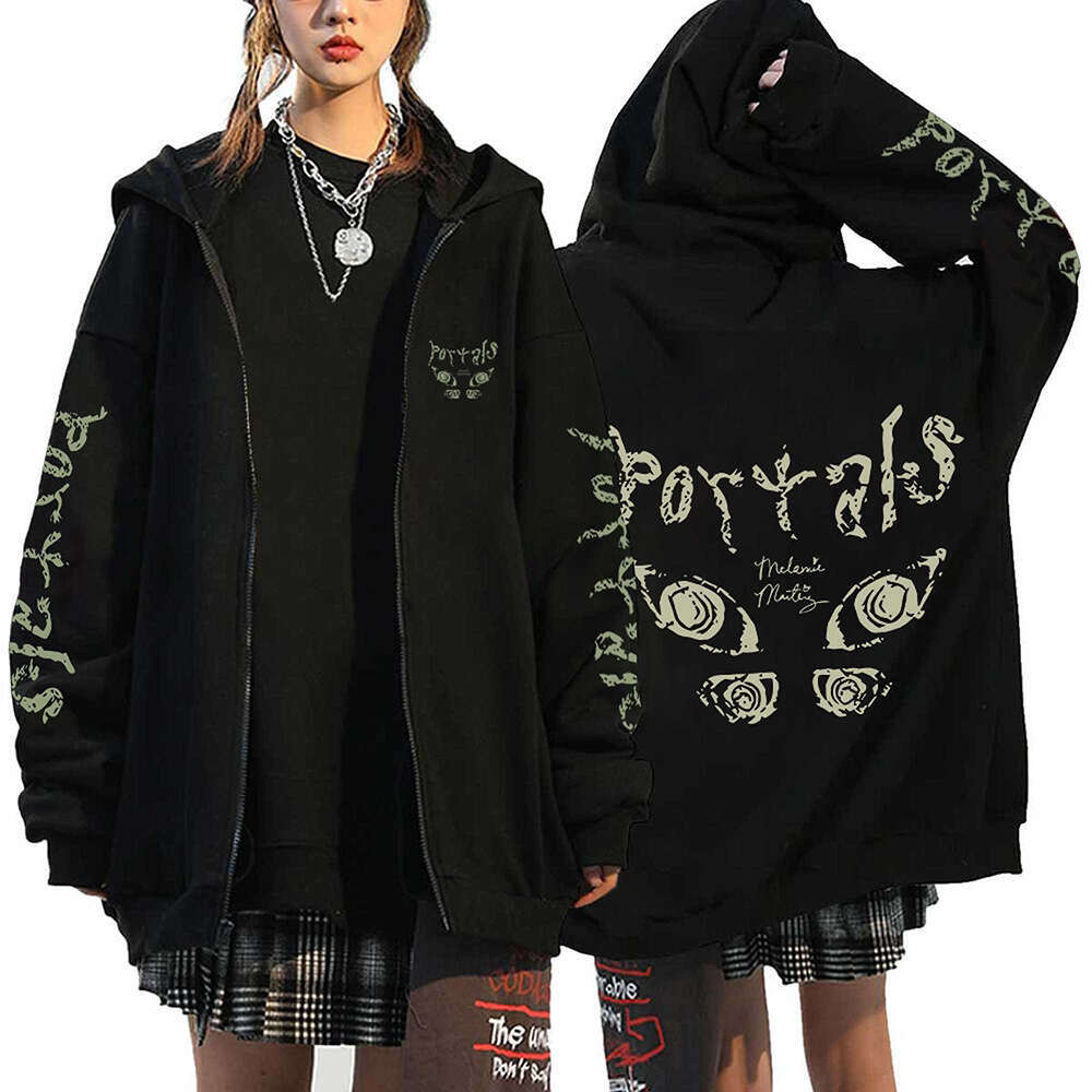 Martinez Melanie Cartoon Zipper Hooded Sweatshirts Hip Hop Y2K Streetwear Oversized Long Sleeves Fleece Coats Jackets Hoodies