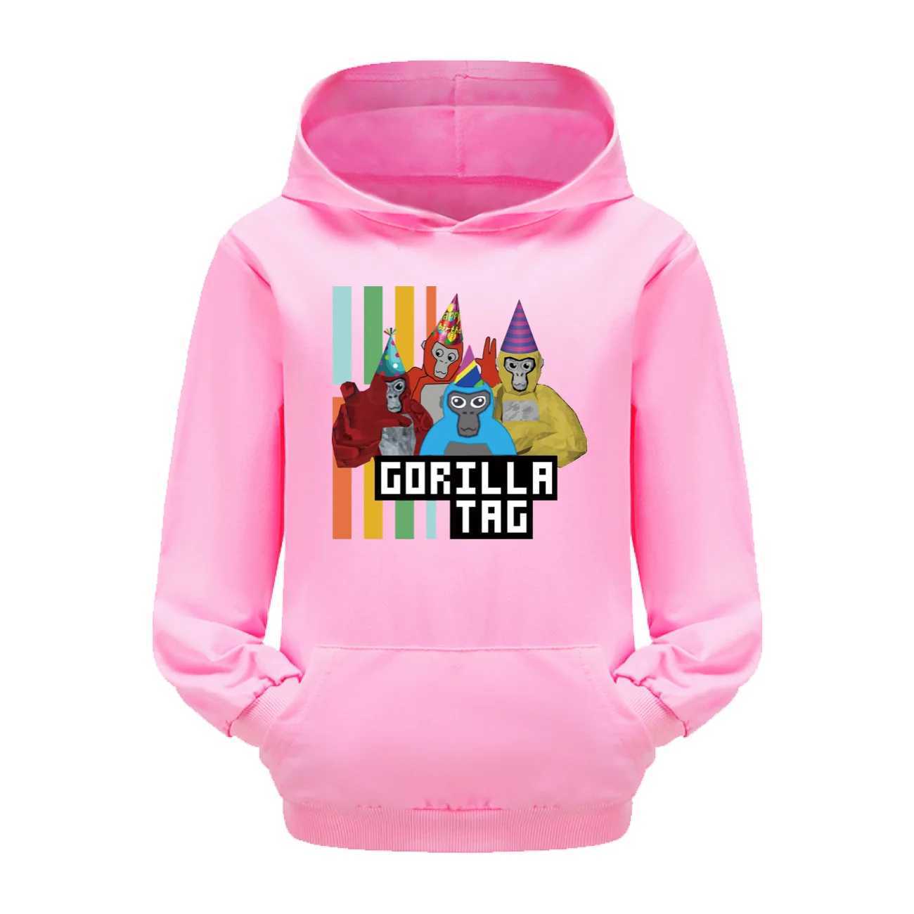 New Gorilla Tag Hoodie Kids Harajuku Games Sweatshirts Boys Girls Original Cartoon Gorilla Print Casual Tops Childrens ClothingY240814