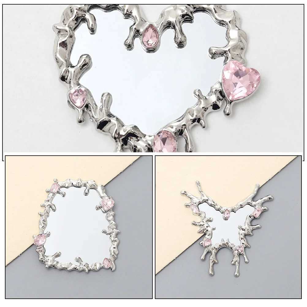 3 handheld makeup mirrors heart-shaped butterfly and square mirror decorations handheld mirrors W240813