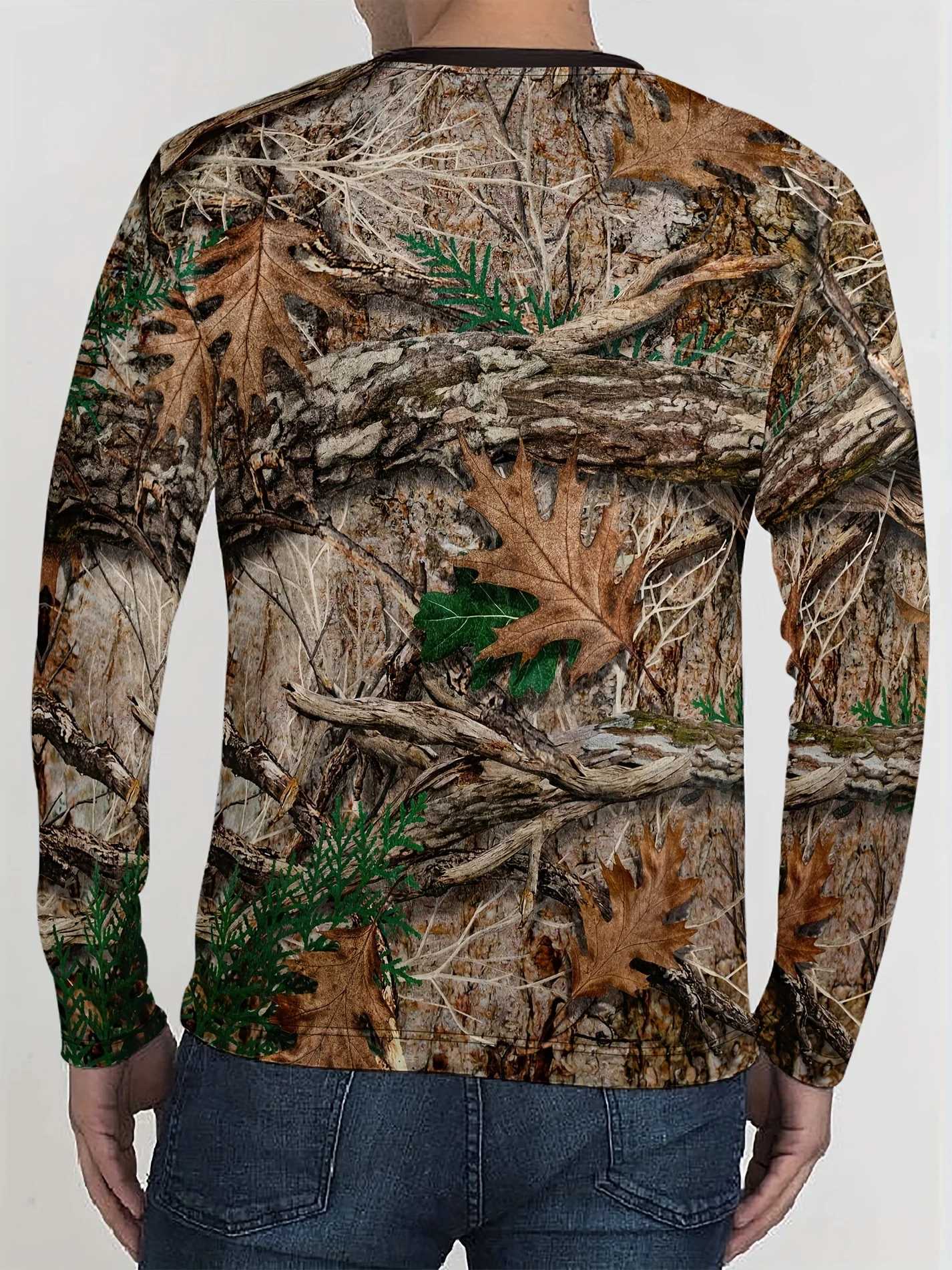 Hunting T-Shirt Camouflage Mens Long Sleeved T-Shirt Autumn Winter Casual Mens Top Original Pattern Cotton Mens ClothingM240814