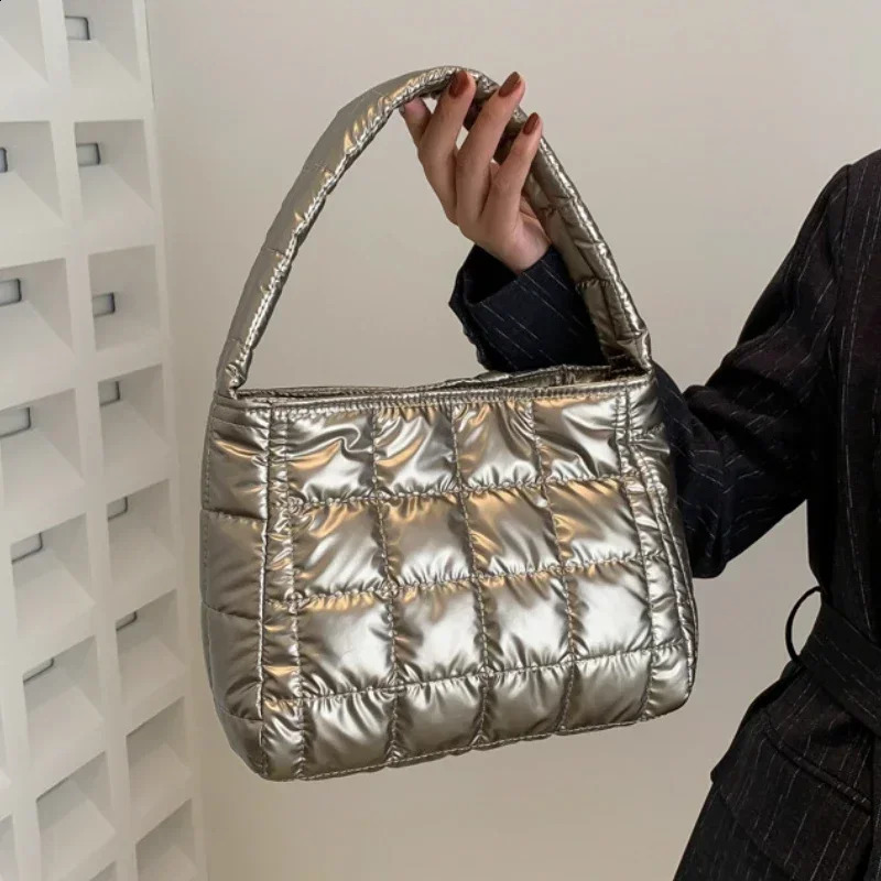 Winter Cotton Womens Handbag Large Capacity Casual Tote Shoulder Bags Soft Handbags Ladies Underarm Bag Purses and 240813