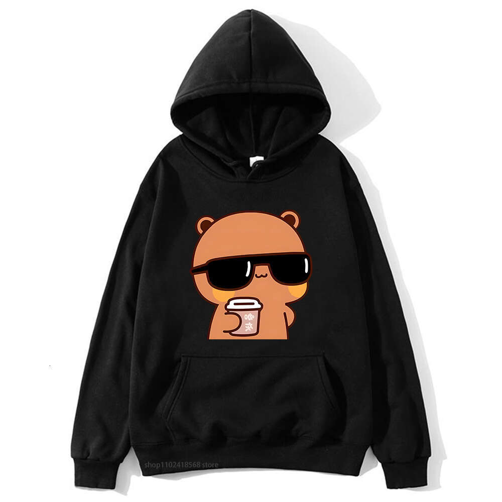 Hoodies Couple Bubu Is Watching Movie With Dudu Plus Size Sweatshirt Cartoon Kawaii Print Pullover Haruku Men Women Sudaderas