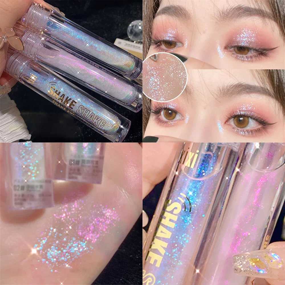 Glitter Highlighter Liquid Eye Shadow Eyeliner Durable Waterproof Pearl Shiny Shake Liquid High Gloss Brighten Silkworm Makeup Y240813