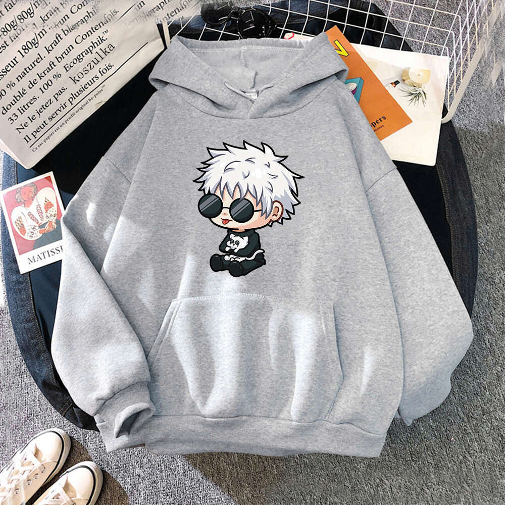Jujutsu Anime Kaisen Satoru Gojo Cute Cartoon Graphic Printed Hooded Plus Size Hoodie Men Women Sweatshirts Unisex Streetwear