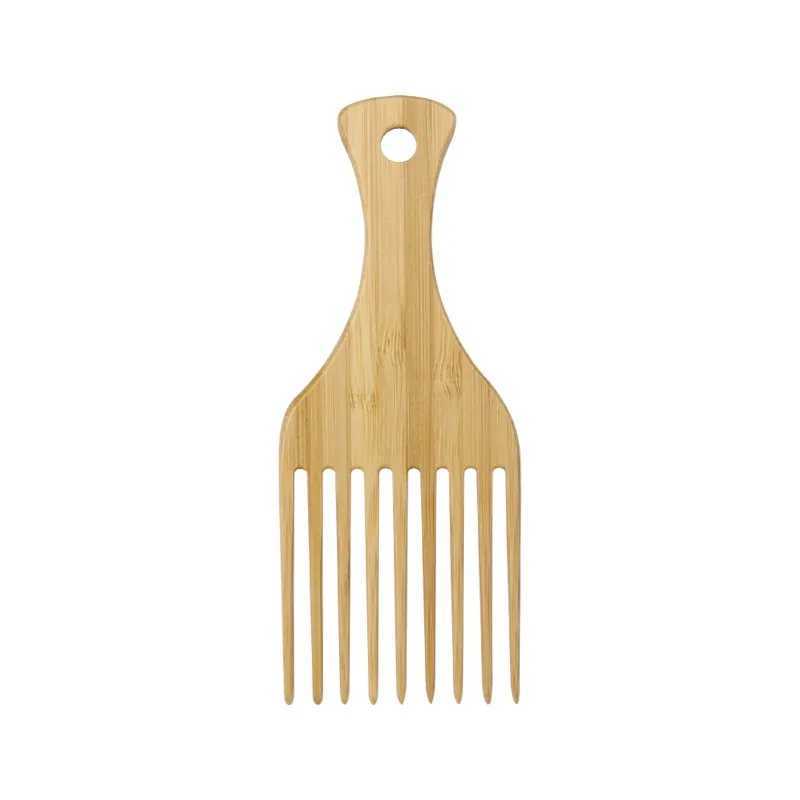 Natural bamboo and wood combs for hotel use - anti-static female African fork comb round wide toothed wood comb W240813