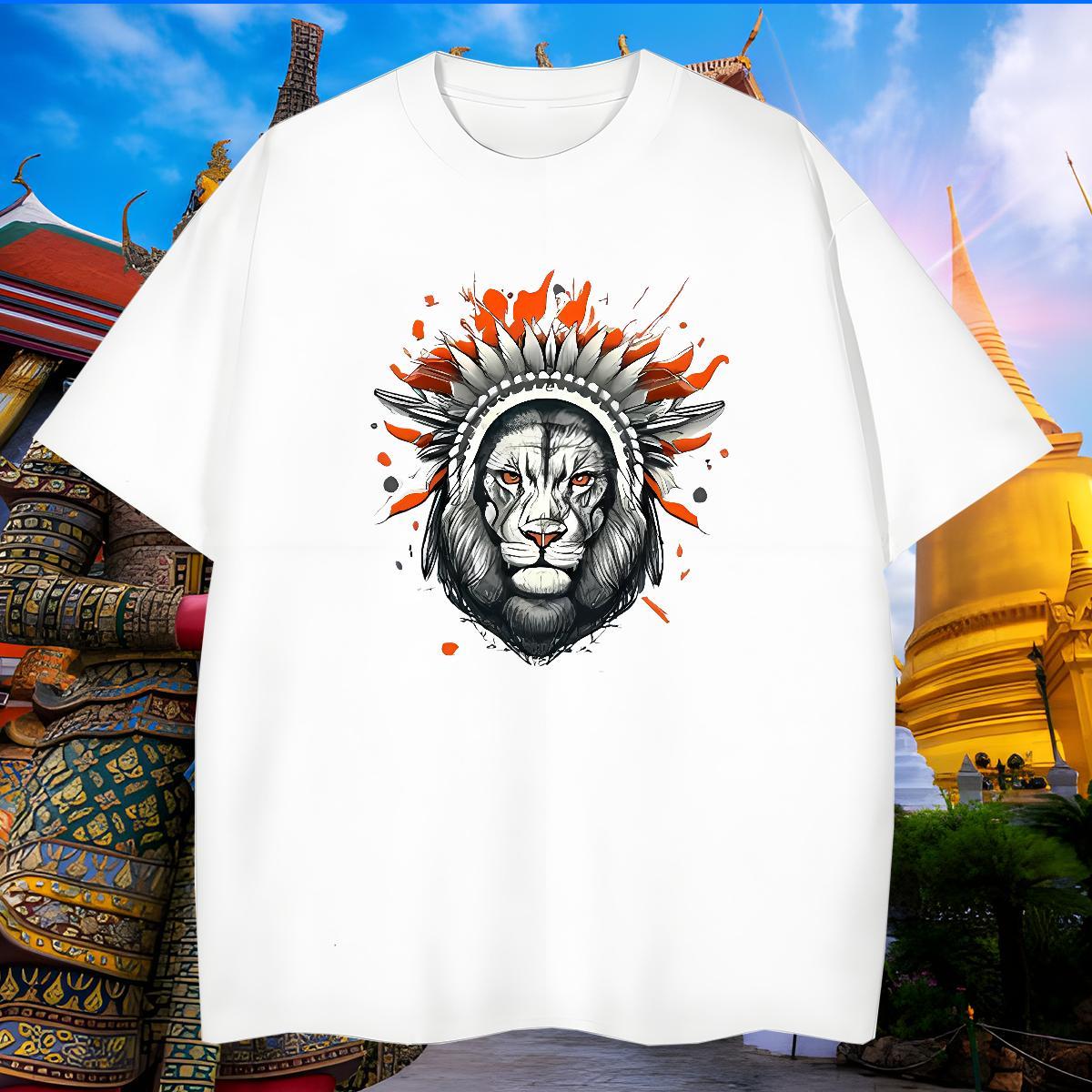 High Quality T Shirt For Man lion Crew Neck Spring Summer Black White 230g Pure Cotton Couples T Shirts Designer Fashion Tees Shirts