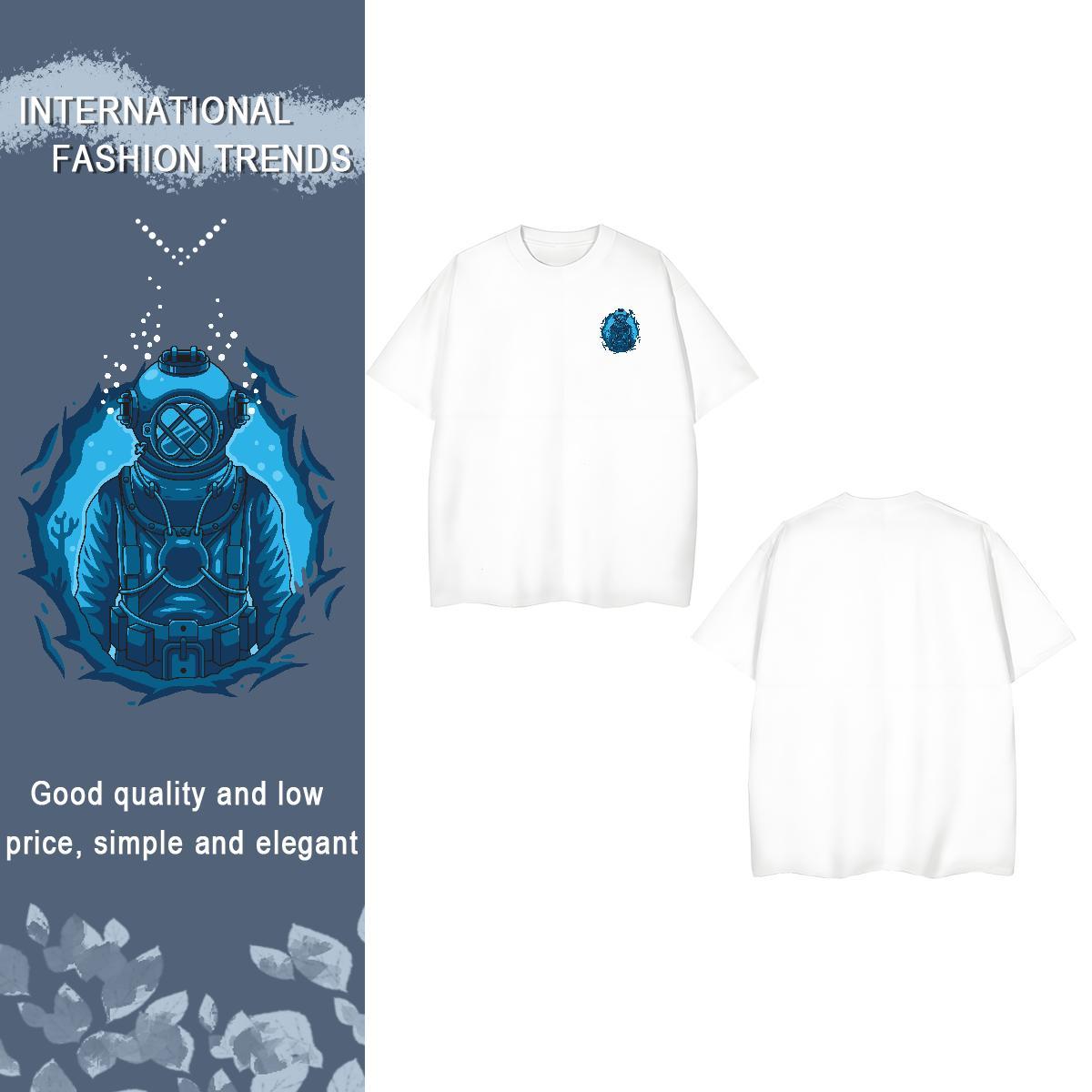 T-Shirts 230g Pure Cotton outer space Casual Daily Wear Breathable Short Sleeve Custom Big Size Men Tshirts 2024 Designer Loose Fit Tees
