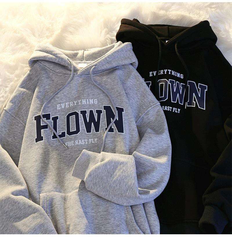 Printed Letter Hooded Plus Size Hoodie Women's Sweatshirt Haruku Autumn Winter Warm Girl Pullover Korean Style Streetwear