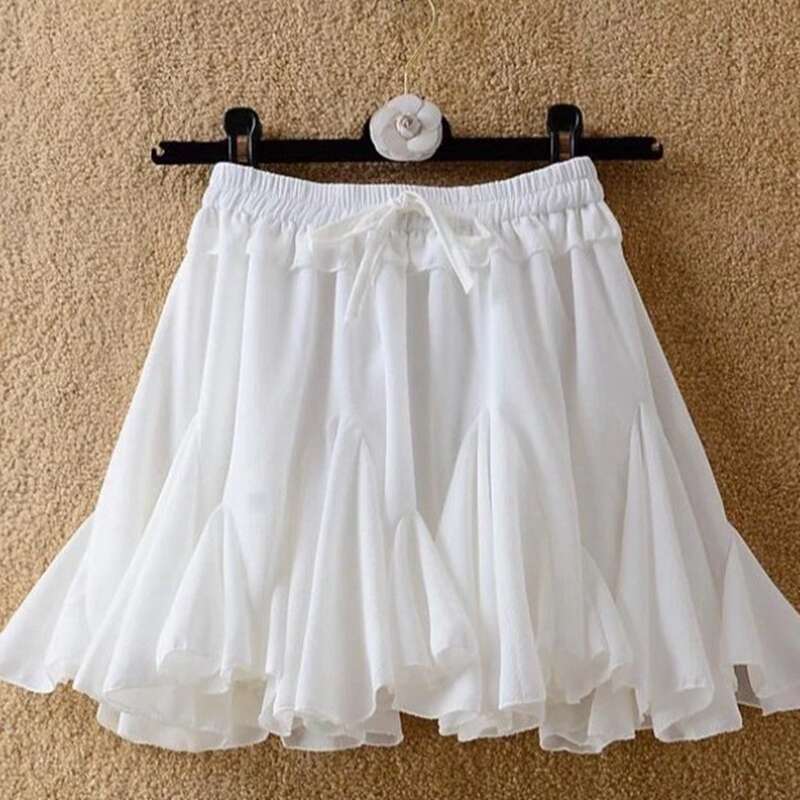 Fashion Summer A-line Tennis Lady Sexy Irregular Short Pleated New Casual White Ruffle Edge Women Mini Skirt