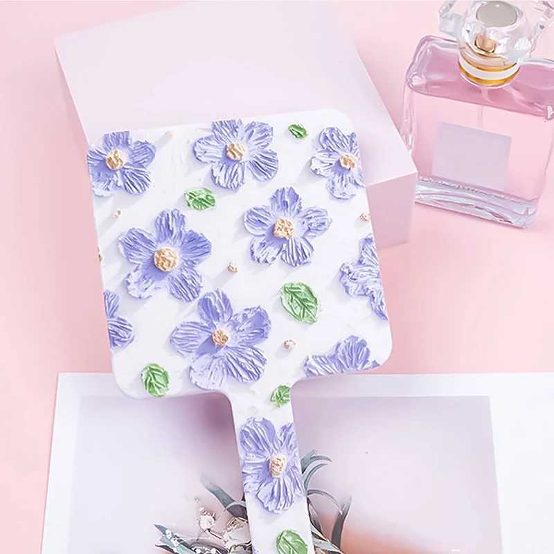Used for eyelash extension handheld makeup mirror small mirror square mirror with handle design hand mirror compact mirror for SPA salons W240813